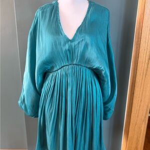 Teal V-Neck Flowy Dress